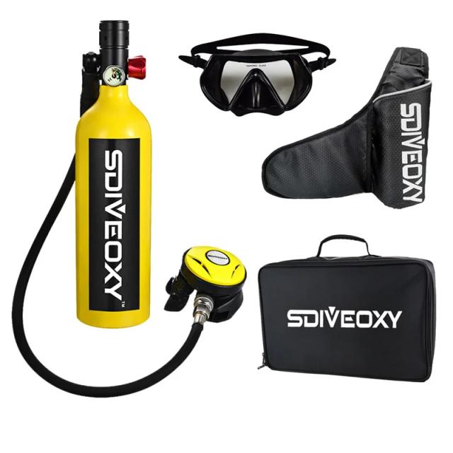Tanque de Oxigênio Portátil para Mergulho com Válvula de Respiração: Cilinro de Pulmão e Snorkel Mini para Aventuras Subaquáticas em 10 Minutos