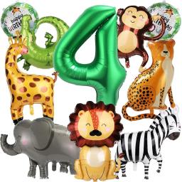 10 balões de animais selvagens da selva, tema bonito da selva, suprimentos para festa de zoológico, macaco, elefante, zebra, estampa de leopardo, crocodilo, formato de girafa, adequado para festa de aniversário - Image 5