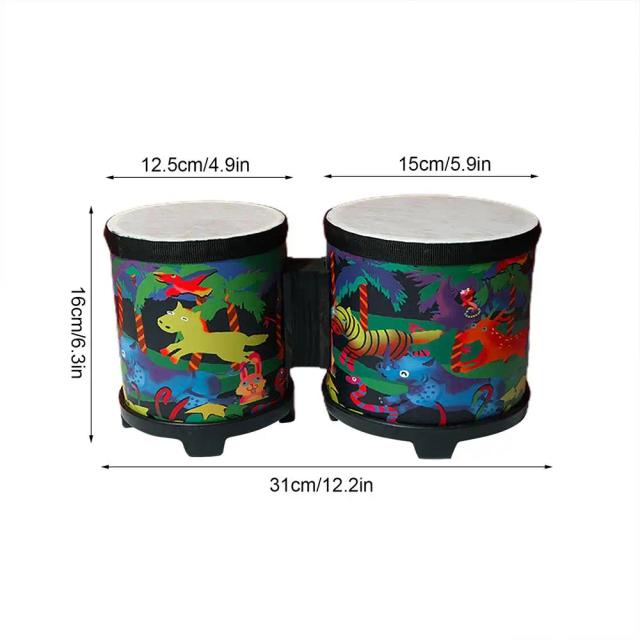 Tambor Infantil Artesanal com 2 Baquetas Coloridas - Brinquedo Musical de Percussão Bonito para Crianças