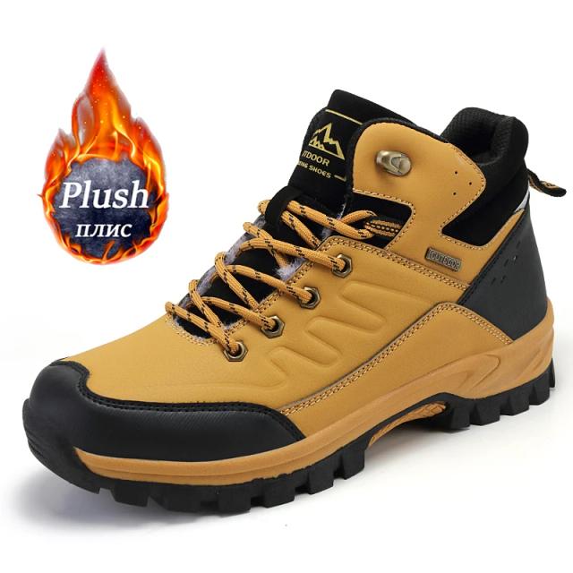 Botas de Couro Impermeáveis Masculinas para Caminhadas, Trabalho e Aventura na Neve