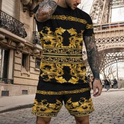 Fatos de treino impressos em 3D para homens, roupas esportivas grandes, shorts casuais, camisetas, roupas esportivas, roupas masculinas, tendência vintage, verão, 2023 - Image 6