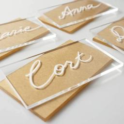 Cartões de Lugar Acrílicos claros Nomes De Convidados De Casamento Cartões De Assento De Mesa Retângulo Em Branco Placas De Acrílico Para Sinais De Assento, 50Pcs - Image 4