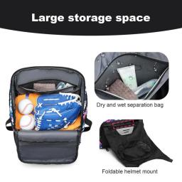 Saco Durável Do Equipamento De Beisebol Do Zíper, Mochila De Beisebol Com Compartimento De Sapato, Pano Oxford, Equipamento Esportivo, 1Pc - Image 2