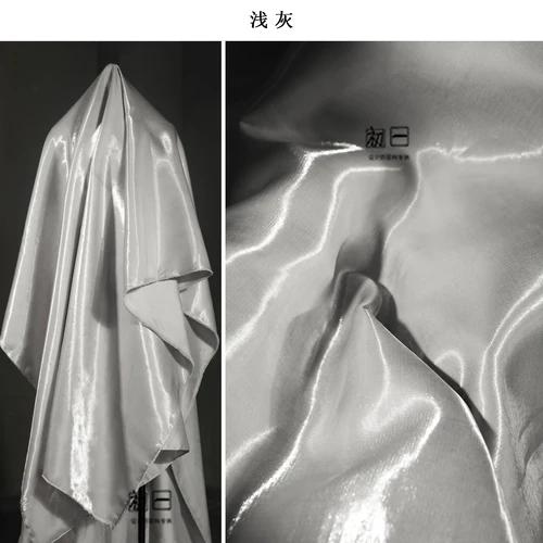 Tecido cetim com cristal líquido, Pano cetim super brilhante, Liso e grosso, Coleção larga para vestido e calça, Vestuário de grife - Image 1