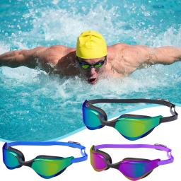 Óculos de natação profissional para adultos, hd, anti-fog, galvanoplastia, máscara de silicone, impermeável, lente grande angular, pára-sol, anti-reflexo - Image 4