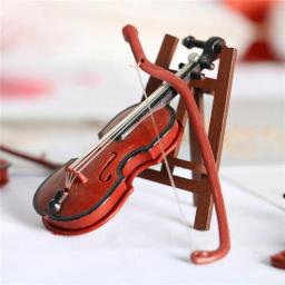 Dollhouse Acessórios com microfone para boneca em miniatura, instrumentos musicais, trompete, violino, guitarra, modelo piano, bateria, escala 1/12 - Image 3