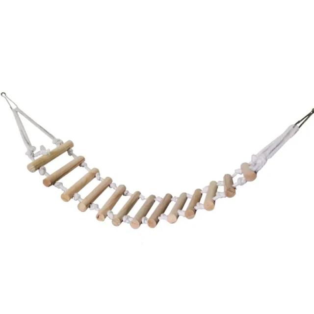 Brinquedo de Balanço Natural para Papagaios e Hamsters com Corda e Suporte para Gaiola