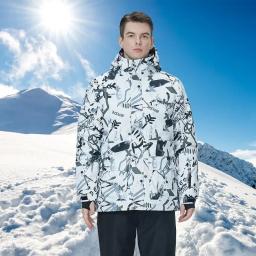 -30 graus terno de esqui para homens inverno à prova de vento impermeável grosso quente jaqueta de esqui e calças de neve conjunto ao ar livre masculino snowboard wear - Image 4