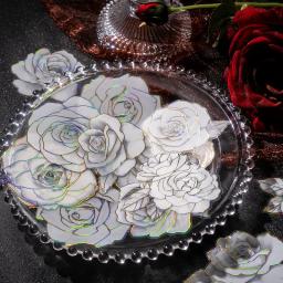 20 pcs/pacote noite escura flores brancas impermeável adesivos decorativos - Image 3