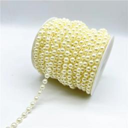 2yards 6mm Half Round Pearl Beads Cadeia Garland Flores Acrílico Beads Para Decoração Do Casamento DIY Jóias Acessórios - Image 3