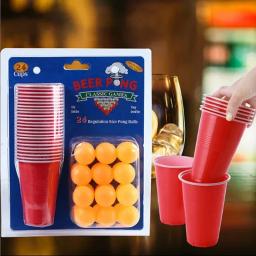 1 conjunto de 24 pces descartável copo plástico cerveja pong jogo kit bolas de tênis copos jogos de tabuleiro fontes de festa para ktv bar pub - Image 1