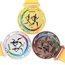 Medalha Maratona Troféu com Fita, Medalha de Corrida, Ouro, Prata, Bronze, Lembrança Esportiva, Jogo Escolar, Presente do Prêmio - Image 4