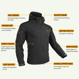 Jaqueta aquecida com capuz para homens e mulheres, corta-vento tático, caça, caminhadas, camping, pesca, esqui, roupas, quente, inverno, outono - Image 5