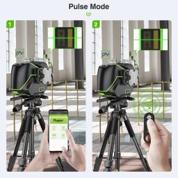Huepar-4D Nível laser 4D de auto-nivelamento, linha cruzada com receptor, tela LCD, Bluetooth, controle remoto, 4x360 °, S04-5RG - Image 4