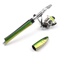 Caneta vara de pesca carretel conjunto combo premium mini bolso dobrável pólo de pesca kit telescópica vara de pesca fiação carretel kit - Image 4