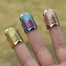 Protetores ajustáveis do dedo do metal, anéis do dedal, artesanato DIY, ferramentas de proteção do dedo da costura, acessórios do bordado, 2pcs - Image 3