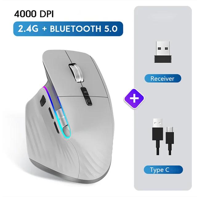 Rato sem fio multi-dispositivo Bluetooth 5.0 & 3.0 mouse 2.4G sem fio mouse óptico portátil ergonômico mão direita computador ratos