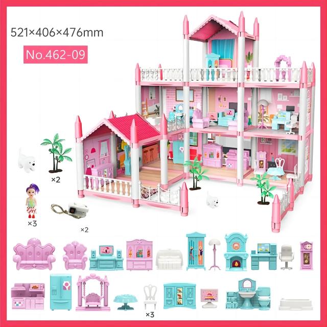 Casa de Boneca Princesa Castelo Villa DIY 3D - Brinquedo Educativo para Meninas