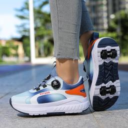 Moda 4 rodas patins tênis para estudantes crianças sapatos de roda ao ar livre sapatos esportivos multifuncionais - Image 4