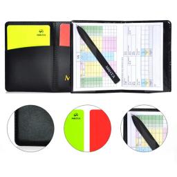 Futebol árbitro registro livro com carteira de couro e lápis, fluorescente vermelho cartões amarelos, papel de gravação, equipamento de futebol - Image 2