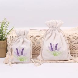 Impresso Lavanda Imitação Hemp Bag, Pequeno Saco De Embalagem De Presente, Bordado, Festa De Casamento, Decoração De Casa, Ornamentos, 10x14cm, 5Pcs - Image 2