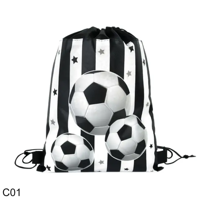 Sacos de Cordão de Futebol Não Tecido - 1/3 Peças para Festas de Aniversário Infantis e Chá de Bebê