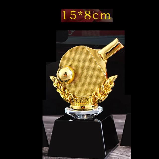 Troféu Personalizado de Voleibol e Tênis de Mesa em Cristal - Ouro, Prata e Cobre para Decoração e Lembrança de Prêmios