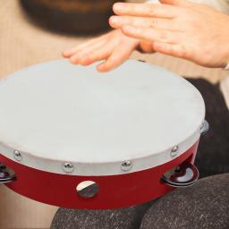 Mão pandeiro com Metal única linha, Jingles Sheepskin Drum Skin, pratos de Metal, 8pcs, 10" - Image 6