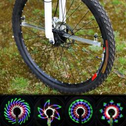 Luzes de roda de bicicleta impermeáveis, 64 LED, luz de bicicleta, motor programável, display RGB, lâmpada recarregável - Image 1