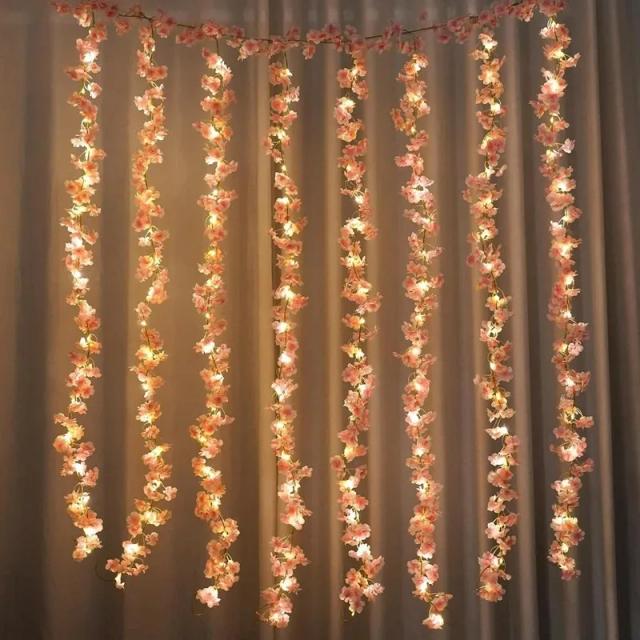 Decoração de Casamento: Flores de Cerejeira Rosa em Seda para Jardins, Arcos e Cortinas
