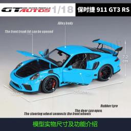 WELLY-Modelo de carro de liga fundida, Porsche 911, GT3 RS, carros miniatura colecionáveis, carros esportivos, presente de férias, GTA, 1:18 - Image 2