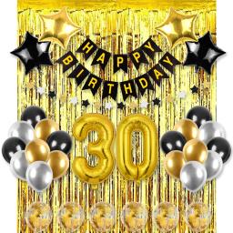 Kit balão confete de látex, preto e dourado, decoração de festa de aniversário, aniversário adulto, feliz 30, 40, 50 anos, 45 peças por conjunto - Image 4