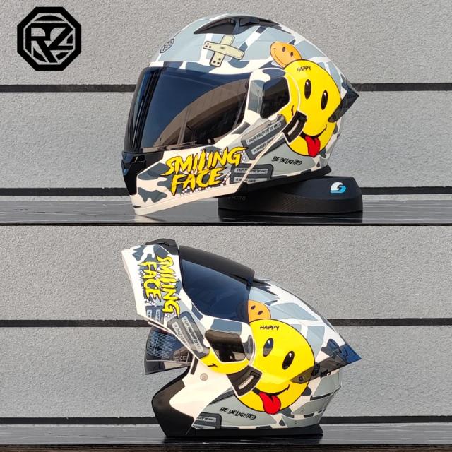 Capacete de Moto Orz Moda Dupla Lente Modular Flip Up para Homens e Mulheres