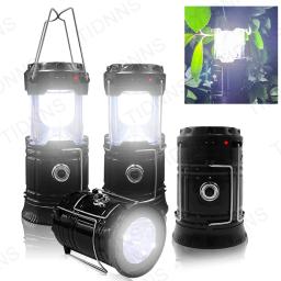 Lanterna de acampamento portátil dobrável LED, leve, impermeável, solar, USB recarregável, lanterna para exterior, emergência em casa - Image 1