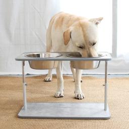 Cão grande alimentadores elevados grande altura animal de estimação comida ajustável bacia de água cães comer bebendo tigelas duplas com suporte - Image 1