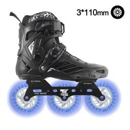 Roselle patins inline 3x110mm rodas led simétrico quadro plano patinação de velocidade sapatos de skate slalom luminoso flash patinação - Image 4