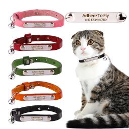 Colar de gato de couro ajustável diy personalizado suprimentos de gato esculpido colar de gato pequeno s/m/l pet collar acessórios de gato colar - Image 1
