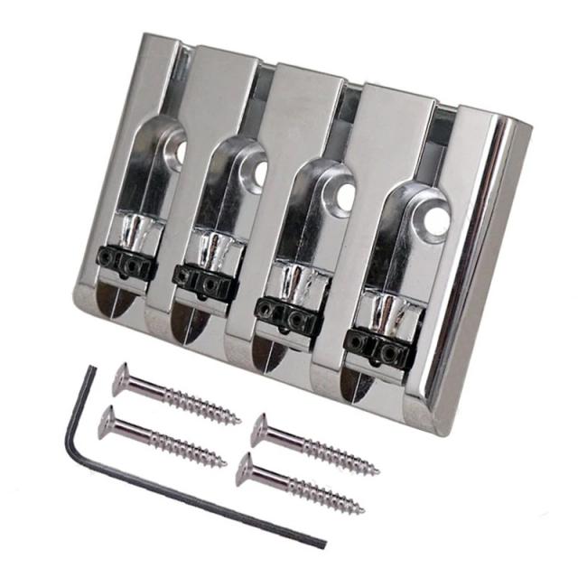 Ponte Ajustável de Ferro Prata para Guitarra Elétrica de 4 Cordas - Acessórios e Peças para Instrumentos Musicais