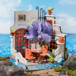 Robotime-Rolife DIY Miniature House, Kit Tea Yard, Muse Livraria, KitCentury Postoffice Kit, Sea Holiday Restaurante para Adulto - Image 4