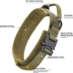 Nylon Tactical Dog Collar com alça, ajustável e durável, adequado para cães médios e grandes, Pet Items, Pet Acessórios - Image 3