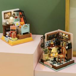 Mini DIY Handmade Coffee Shop Kit, 3D Puzzle Assembly, Brinquedos Modelo de Construção, Casa, Decoração do Quarto com Móveis, Madeira - Image 2