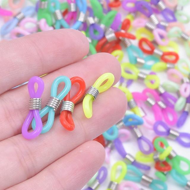 Fivela Antiderrapante para Óculos com Correntes DIY em Resina Colorida - Conjunto Ajustável de Silicone de 20mm com 10 a 60 Peças