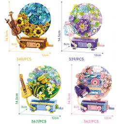 Blocos de Construção Flor Mão Record Player, Tijolos De Instrumentos Musicais Criativos, Brinquedos De Decoração Para Crianças, Presente, 4Pcs por Conjunto - Image 6
