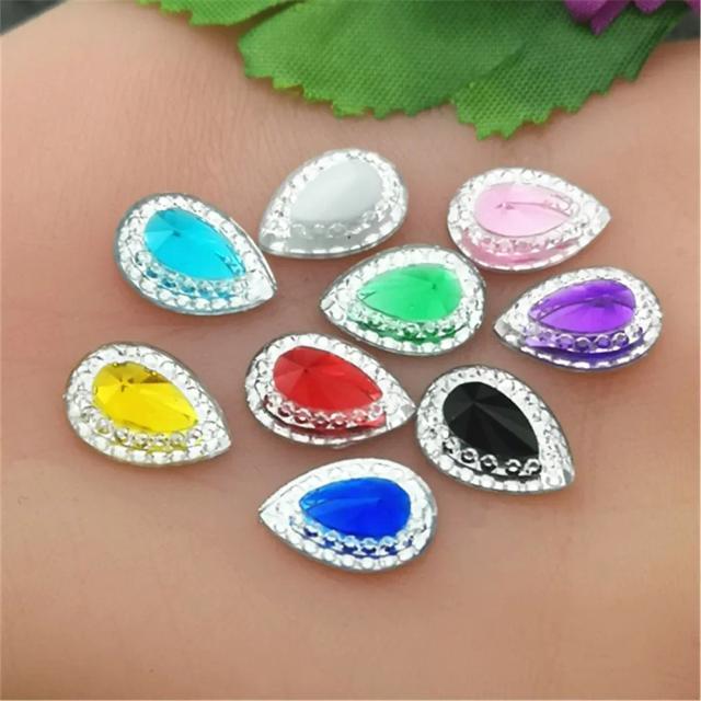 Crie Suas Próprias Peças: 40 Decorações de Resina em Formato Gota com Strass para Casamento, 10mm x 14mm