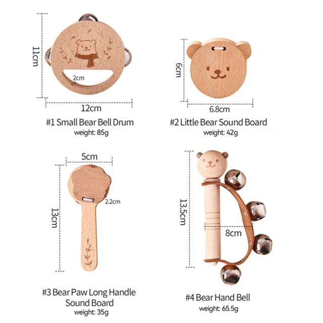Brinquedos Musicais Montessori de Madeira para Bebês: Xilofone, Tubo de Som de Chuva e Shaker Musical