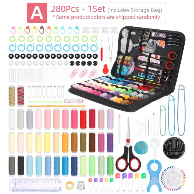 Kit De Costura Portátil para Viagem com Fios, Agulhas, Tesoura e Acessórios para DIY e Bordados
