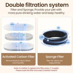 Bebedor de animais de estimação em aço inoxidável ROJECO, bebedouro automático, filtro de água inteligente para cães e gatos, tigela com filtro de bomba - Image 3