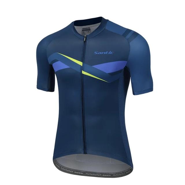 Camisa de Ciclismo Masculina Santic Manga Curta com Secagem Rápida e Detalhes Reflexivos para MTB