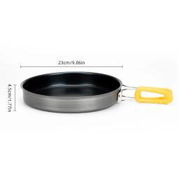 Frigideira antiaderente com alça dobrável, liga de alumínio, média, ideal para acampamento ao ar livre, piquenique, caminhadas, compacta e fácil de transportar - Image 2