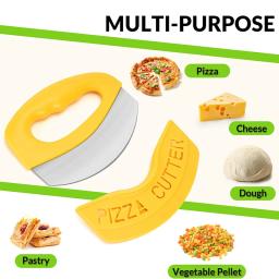 Cortador de pizza com tampa, aço inoxidável, picador de alimentos, fatiador de pizza, ervas, queijo, faca, cortador manual de pizza, ferramenta de cozinha - Image 3